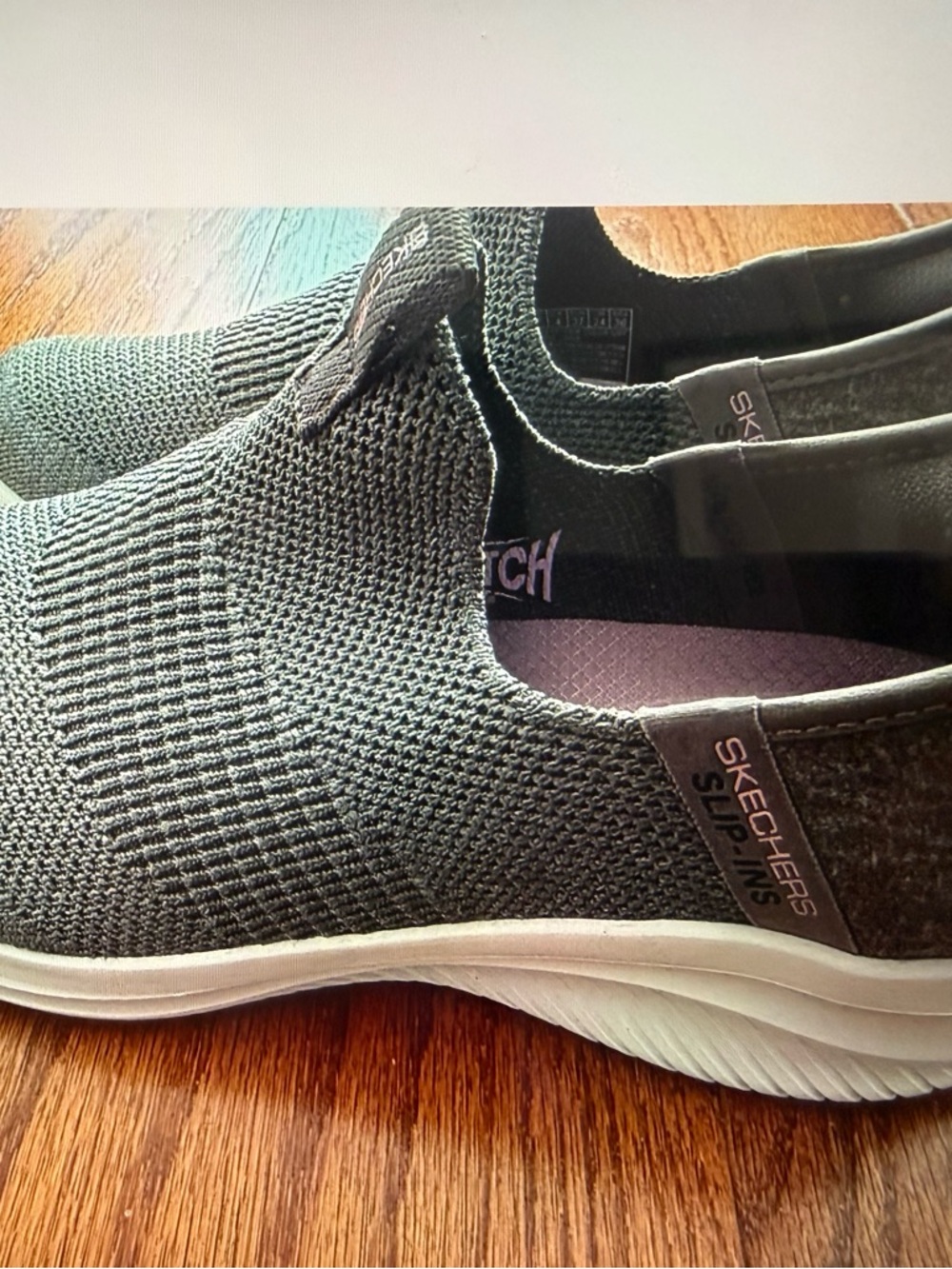 Skechers Slip-Ins Knit Slip-On Sneakers in Teal and Dark Gray